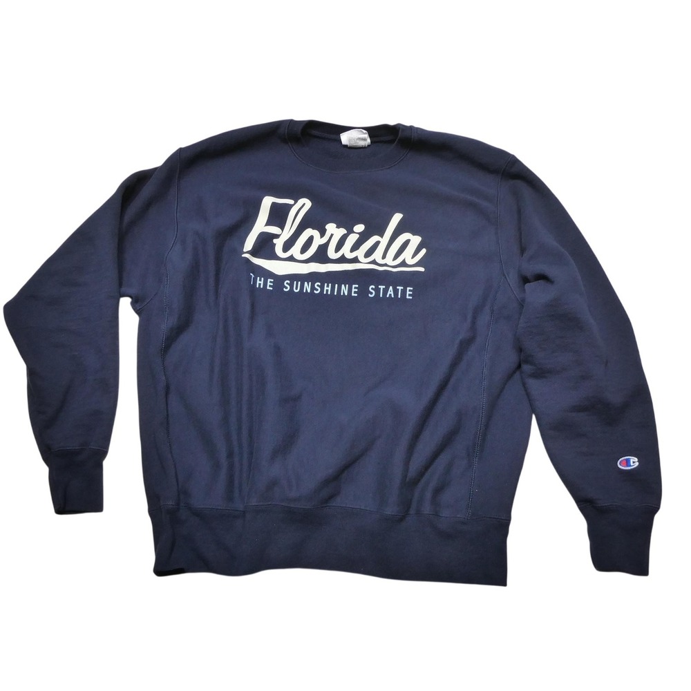 Champion‎ Reverse Weave Sweatshirt Mens Large Blue Florida Fleece Crewneck
